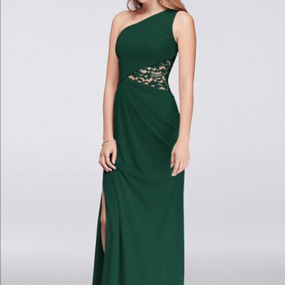 David’s bridal green bridesmaid dress